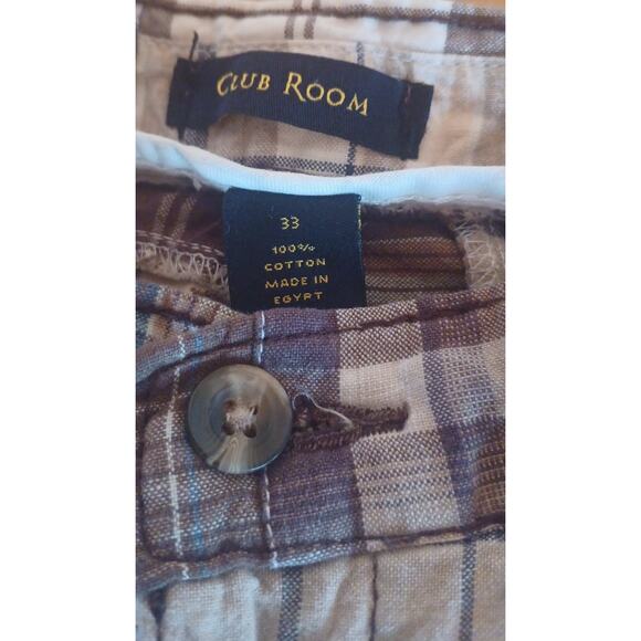 Club Room 100% Cotton Shorts Brown Madras Plaid Patchwork Style Men's Size 33 - Picture 6 of 7
